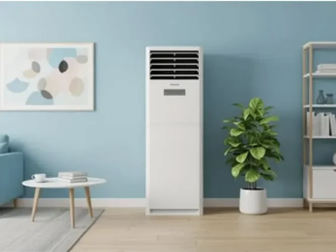 Floor standing air conditioner in an indoor space