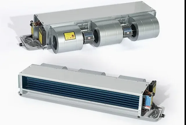وحدة Fan Coil توضح مجموعة المراوح والملف داخل FCU
